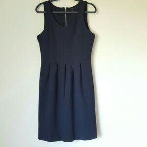 J. Crew Thick Jersey Knit Sleeveless Pleated LBD Fit & Flare Zip Back Sz 4- EUC‎